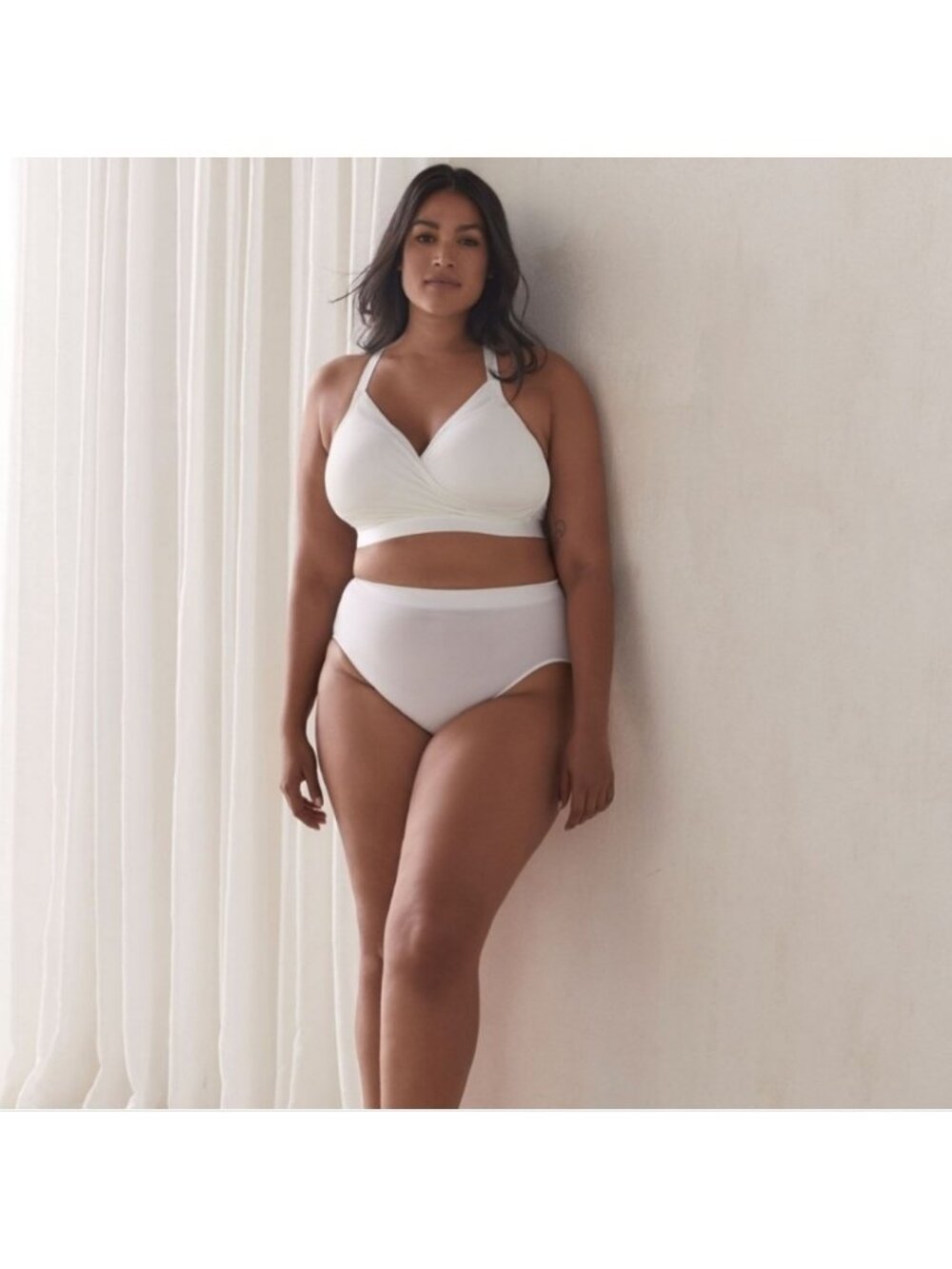 Deesse White Wireless Lounge Plunge Bra White Wire Free 48dd Lingerie Comfort - Picture 2 of 9